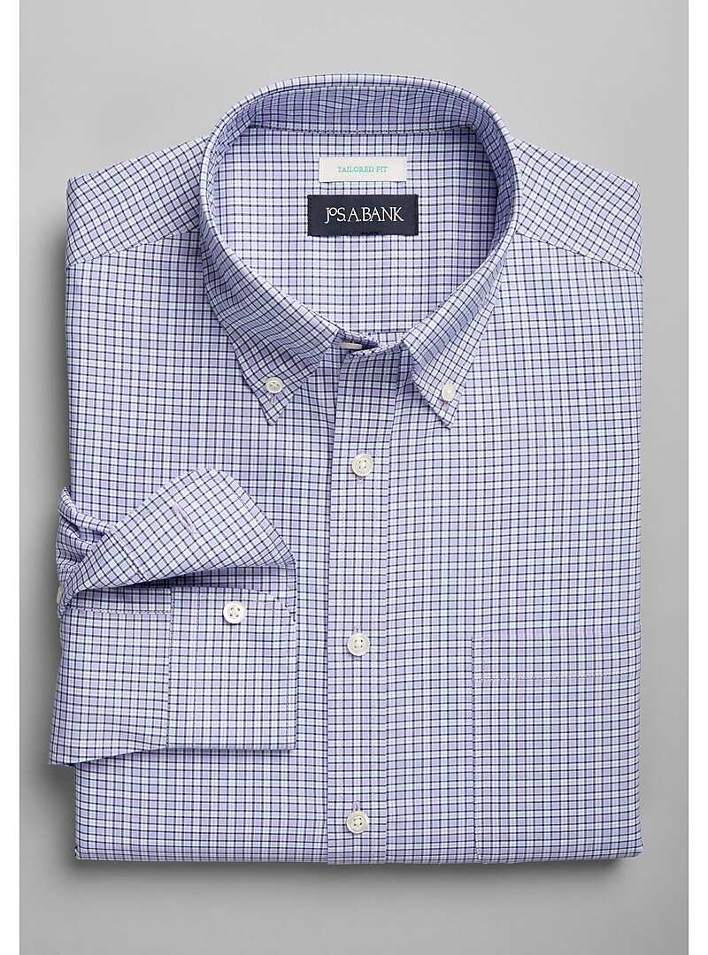 Jos. A. Bank Tailored Fit Button-Down Collar Check Sportshirt - Big & Tall#6MN6