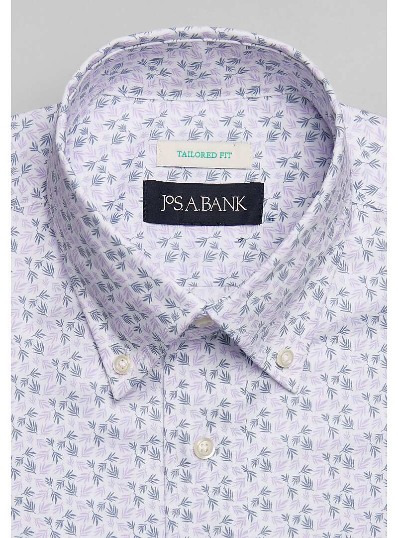 Jos. A. Bank Tailored Fit Leaf Geo Pattern Dress Shirt - Big & Tall#5FR1