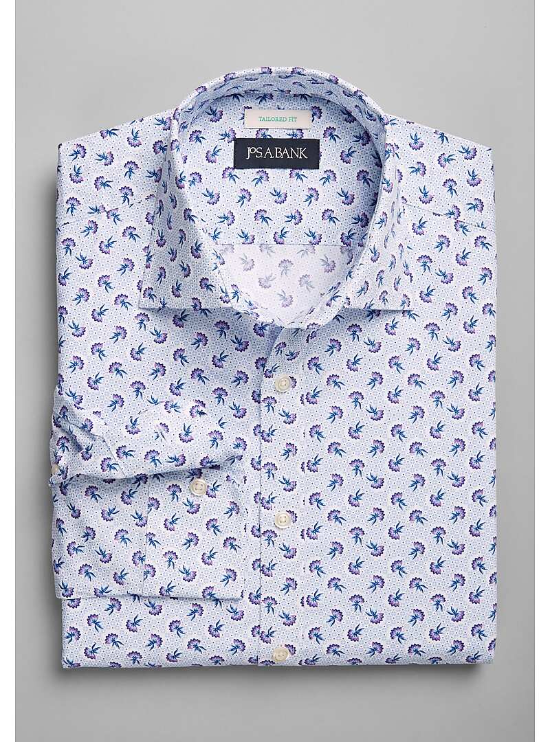 Jos. A. Bank Tailored Fit Spread Collar Geo Floral Sportshirt - Big & Tall#6MN4