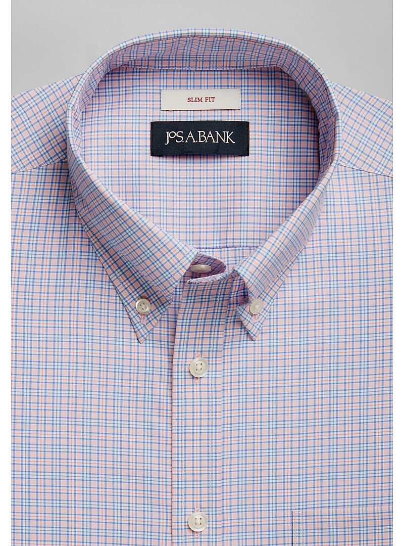 Jos. A. Bank Slim Fit Button-Down Collar Summer Check Sportshirt - Big & Tall#6MK4