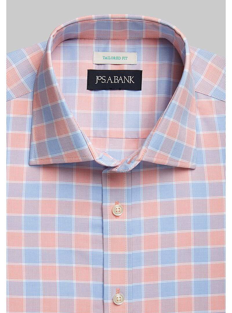 Jos. A. Bank Tailored Fit Spread Collar Super Squares Sportshirt - Big & Tall#6MNA