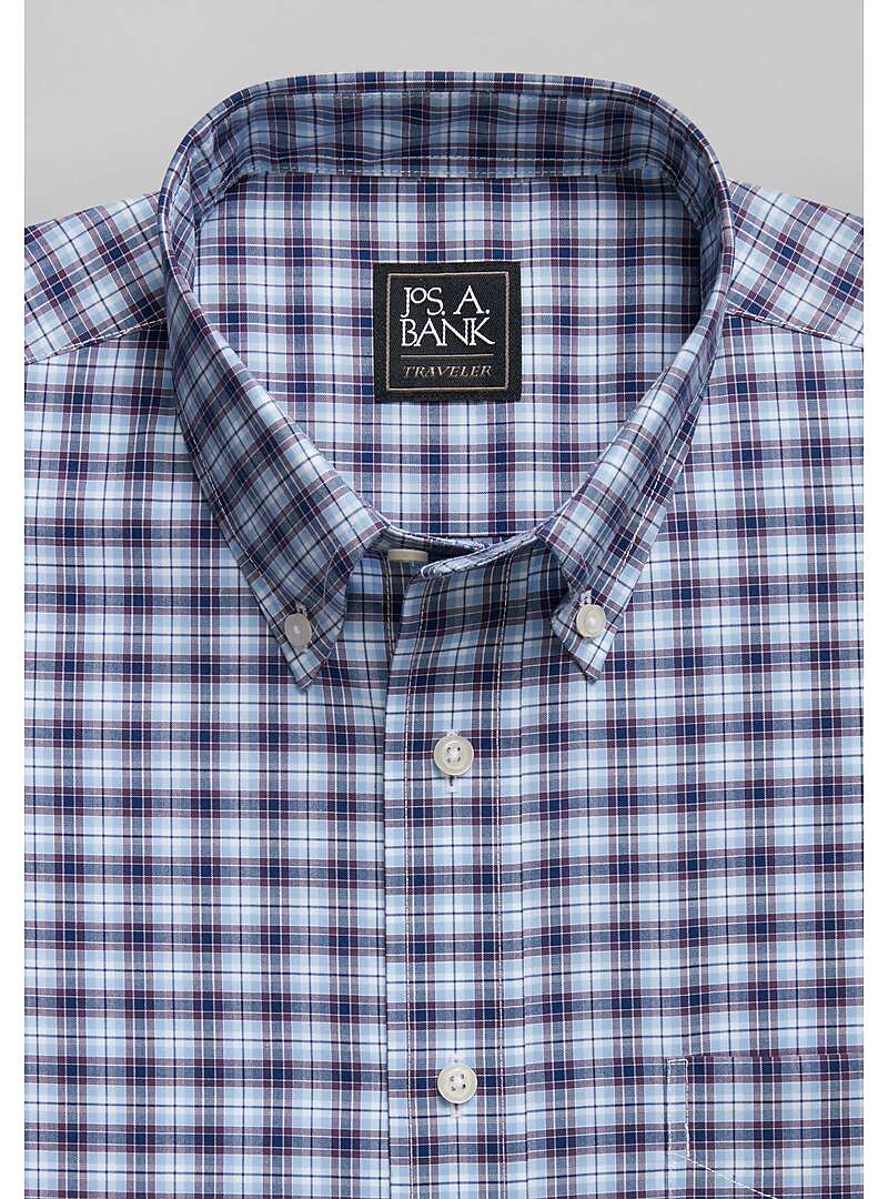 Traveler Collection Traditional Fit Button-Down Collar Plaid Sportshirt - Big & Tall#6M2Z