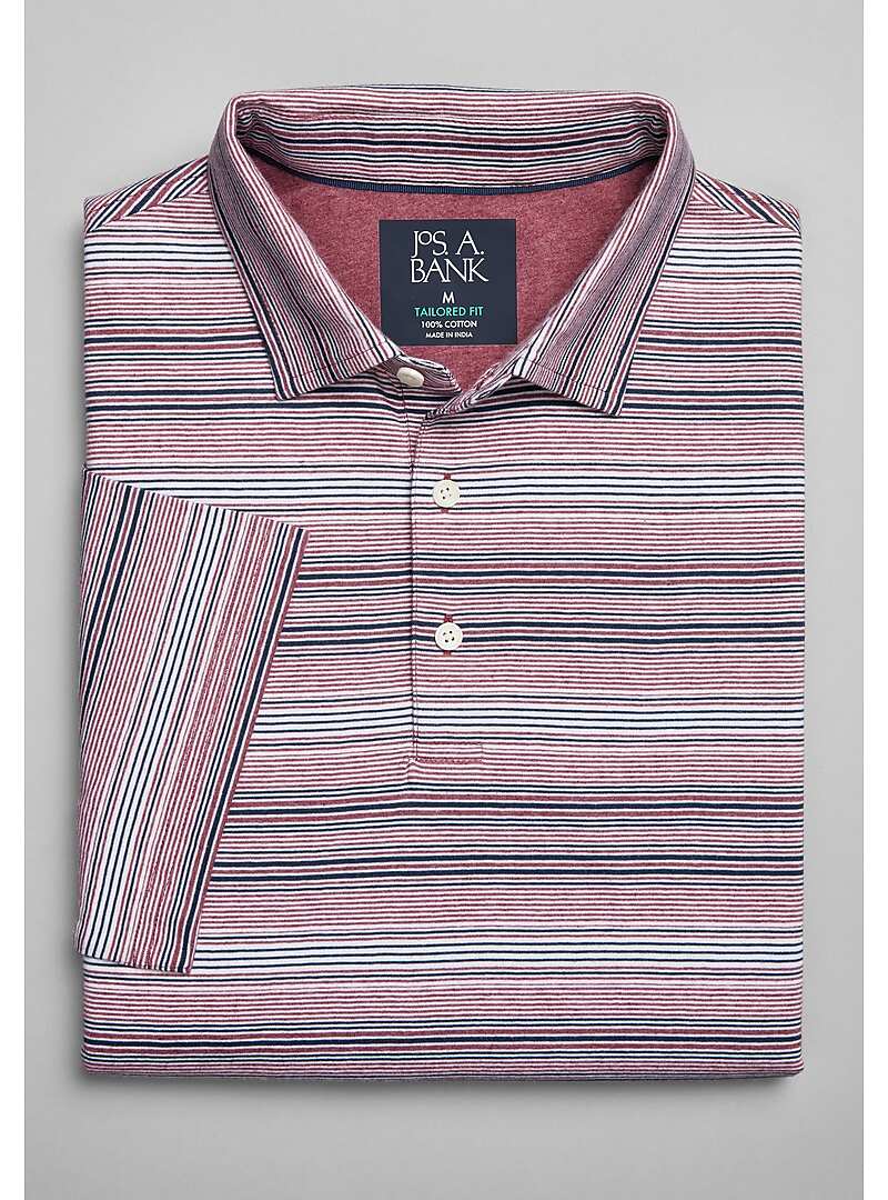 Jos. A. Bank Tailored Fit Variegated Heather Stripe Polo - Big & Tall#6MHM