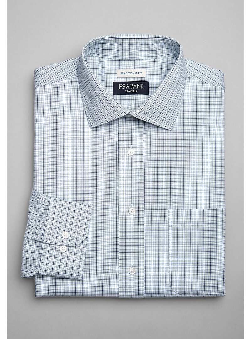 Traveler Collection Traditional Fit Mini Grid Dress Shirt - Big & Tall#5FVH