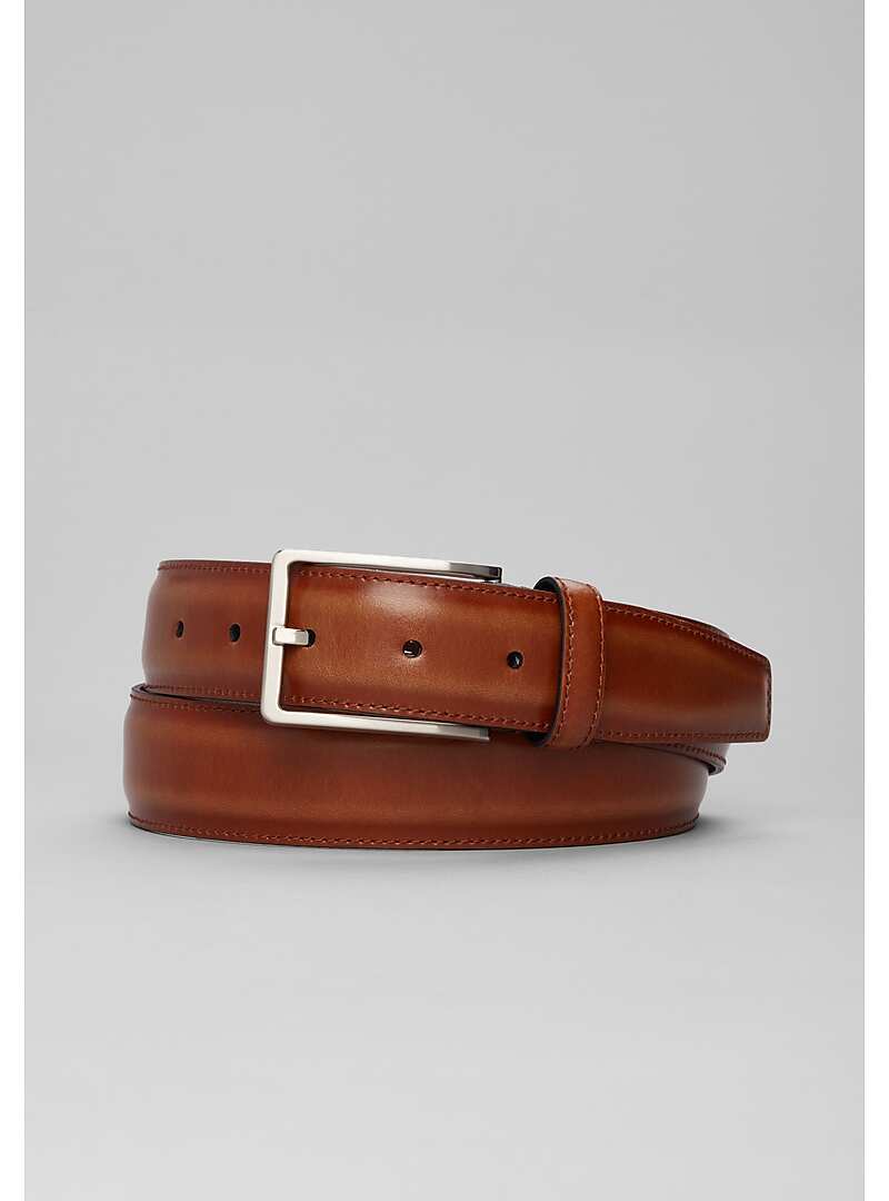 Jos. A. Bank Trapunto Stitch Moc Croc Leather Belt - Long#8X0C