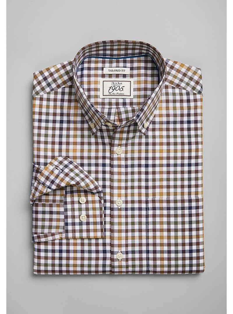 1905 Collection Tailored Fit Button-Down Collar Gingham Sportshirt - Big & Tall#6LKP
