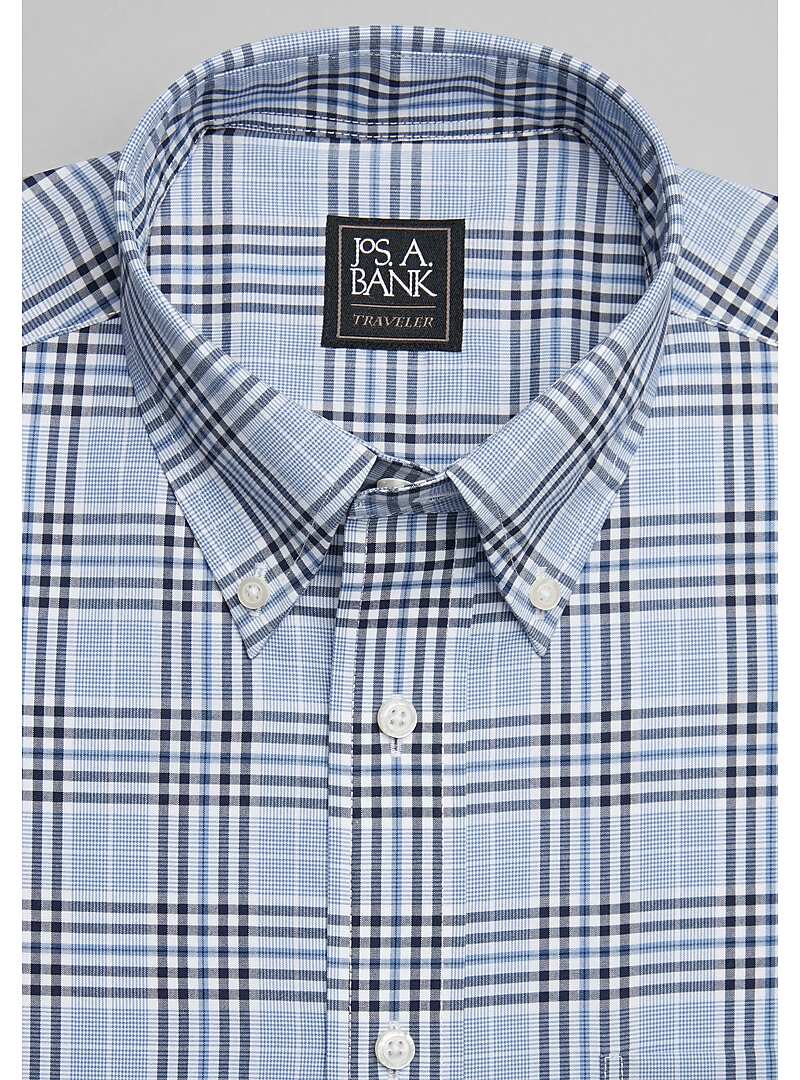 Traveler Collection Tailored Fit Button-Down Collar Plaid Sportshirt - Big & Tall#6MDV