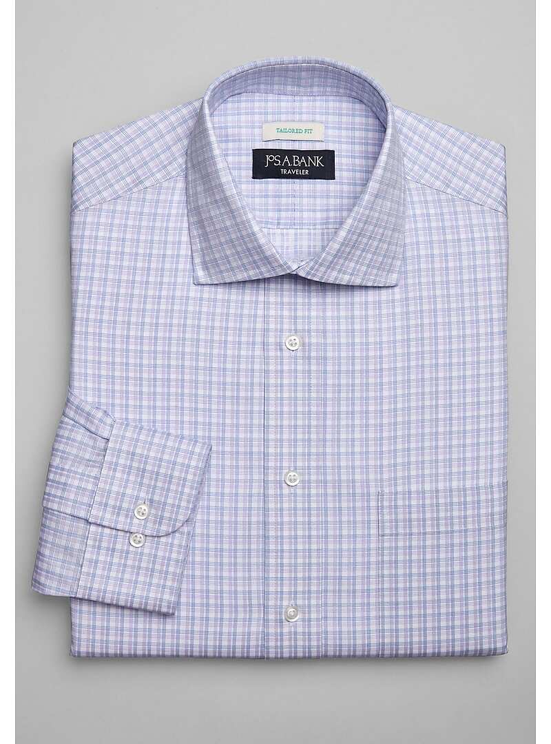 Traveler Collection Tailored Fit Mini Plaid Dress Shirt - Big & Tall#5FVA