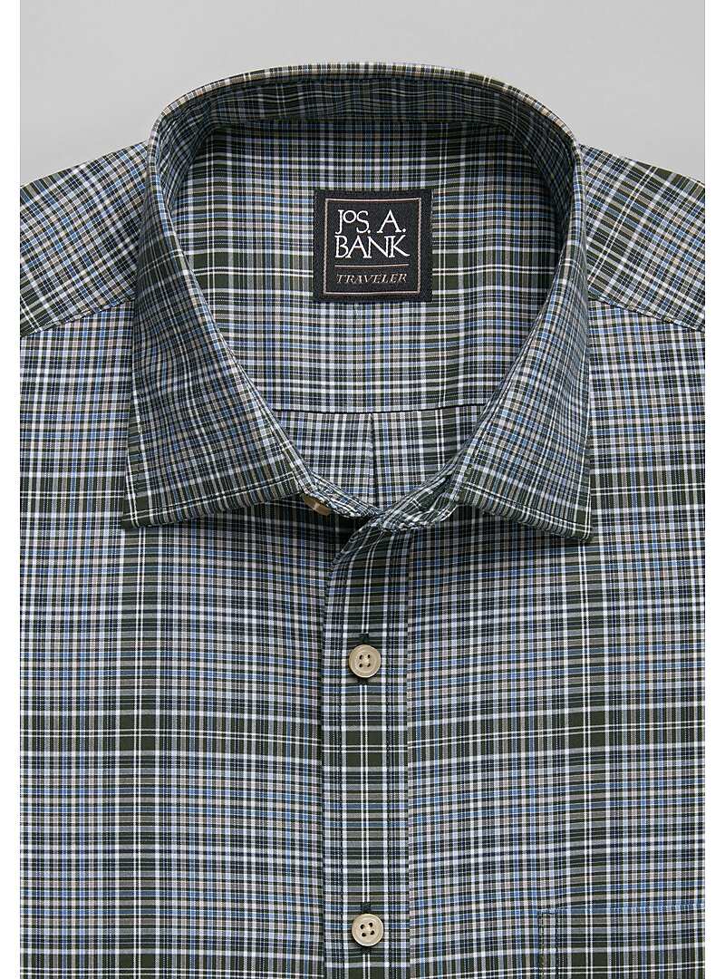Traveler Collection Traditional Fit Spread Collar Plaid Sportshirt - Big & Tall#6LHH
