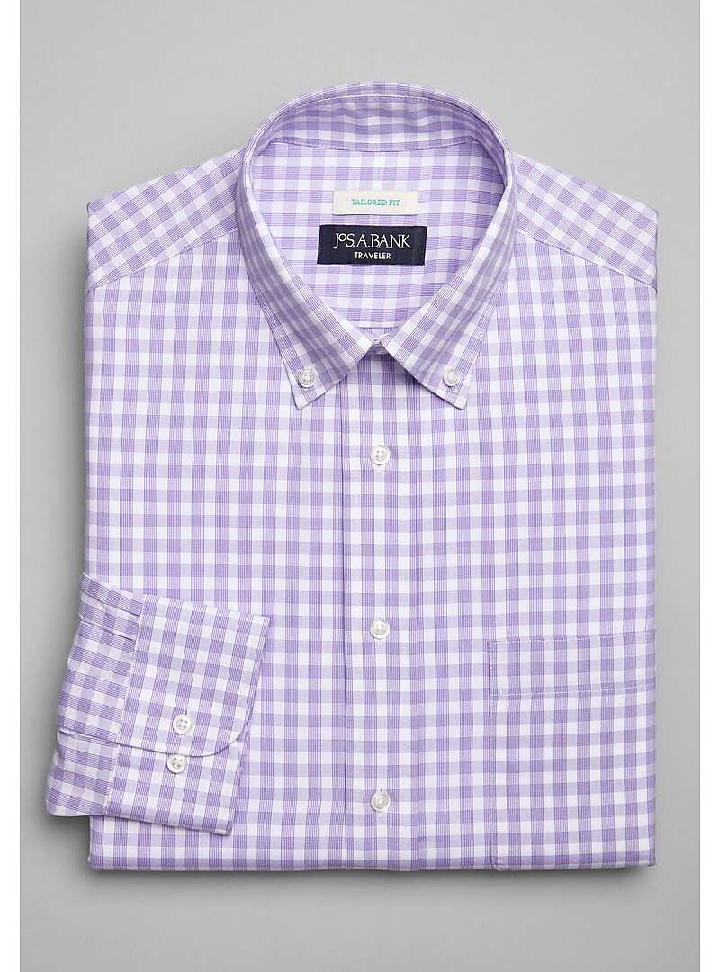 Traveler Collection Tailored Fit Plaid Dress Shirt - Big & Tall#5FV6