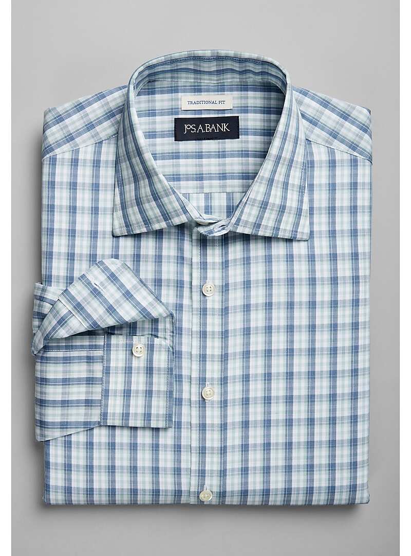 Jos. A. Bank Traditional Fit Spread Collar Plaid Sportshirt - Big & Tall#6MNT