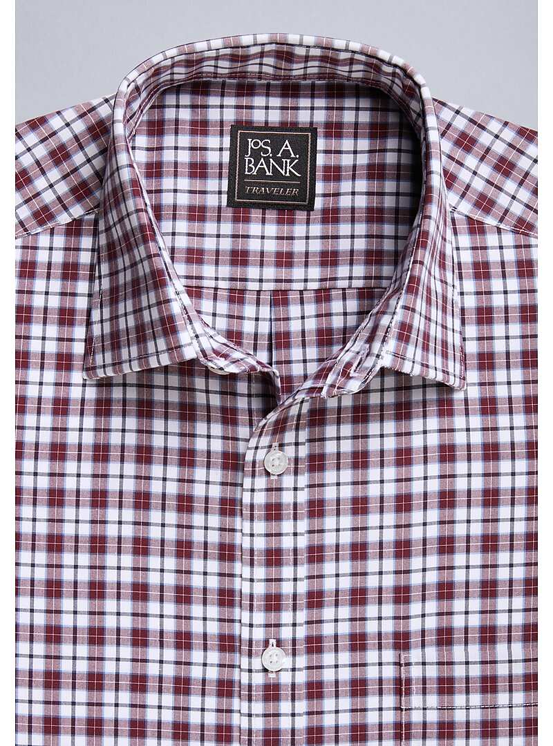 Traveler Collection Tailored Fit Spread Collar Grid Sportshirt - Big & Tall#6M3P