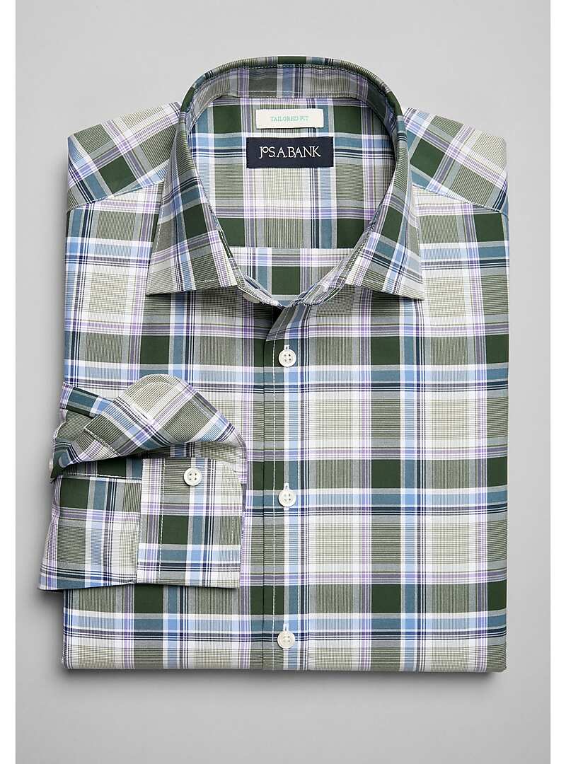 Jos. A. Bank Tailored Fit Thick and Thin Plaid Sportshirt - Big & Tall#6MKK