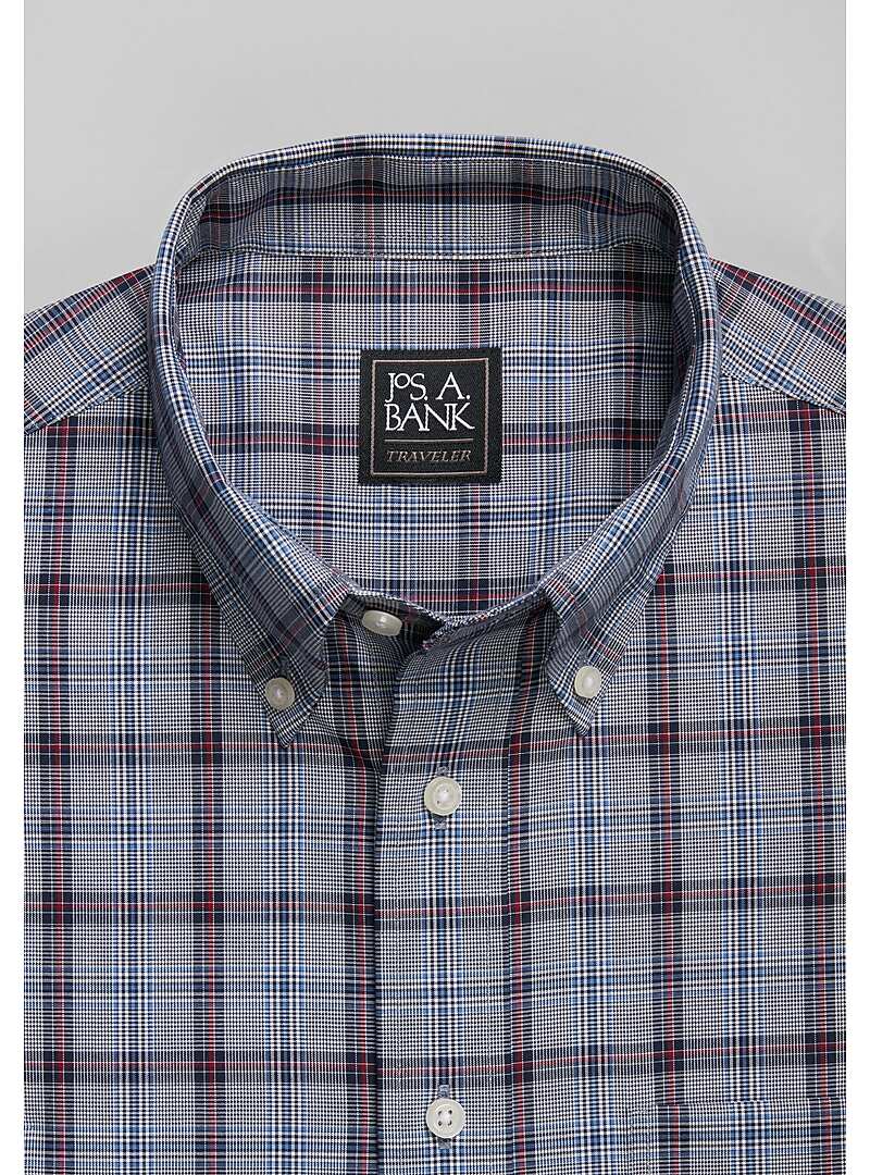 Traveler Collection Slim Fit Button-Down Collar Plaid Sportshirt - Big & Tall#6M8C