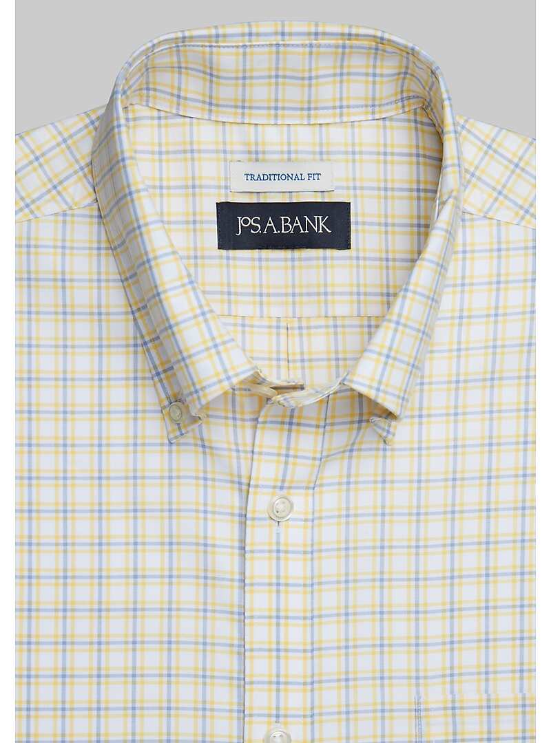 Jos. A. Bank Traditional Fit Button-Down Collar Grid Short Sleeve Sportshirt - Big & Tall#6MRK