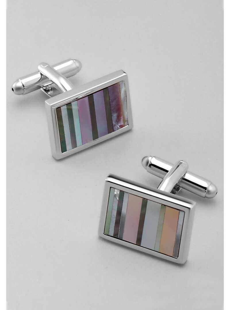 Jos. A. Bank Silver & Multicolor Stone Cufflinks#8YA9