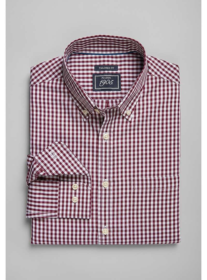 1905 Collection Tailored Fit Button-Down Collar Gingham Sportshirt - Big & Tall#6LWX