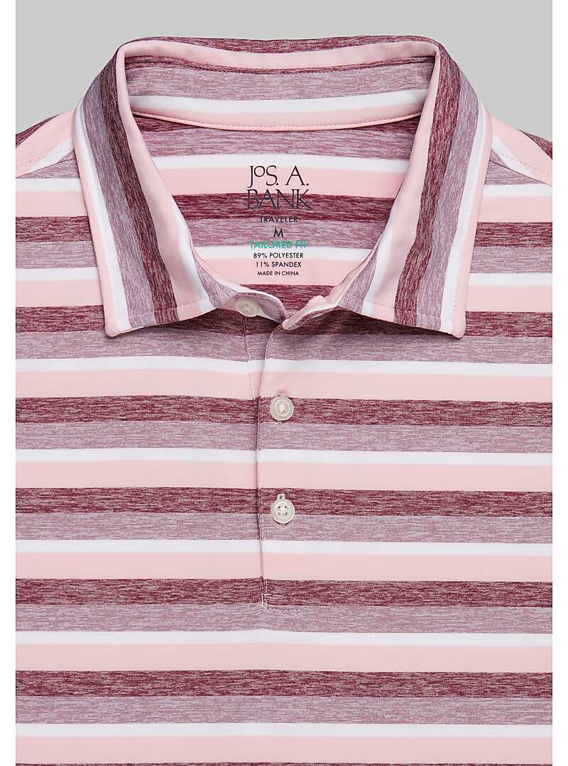 Traveler Collection Tailored Fit Heathered Bar Stripe Polo - Big & Tall#6MJ5