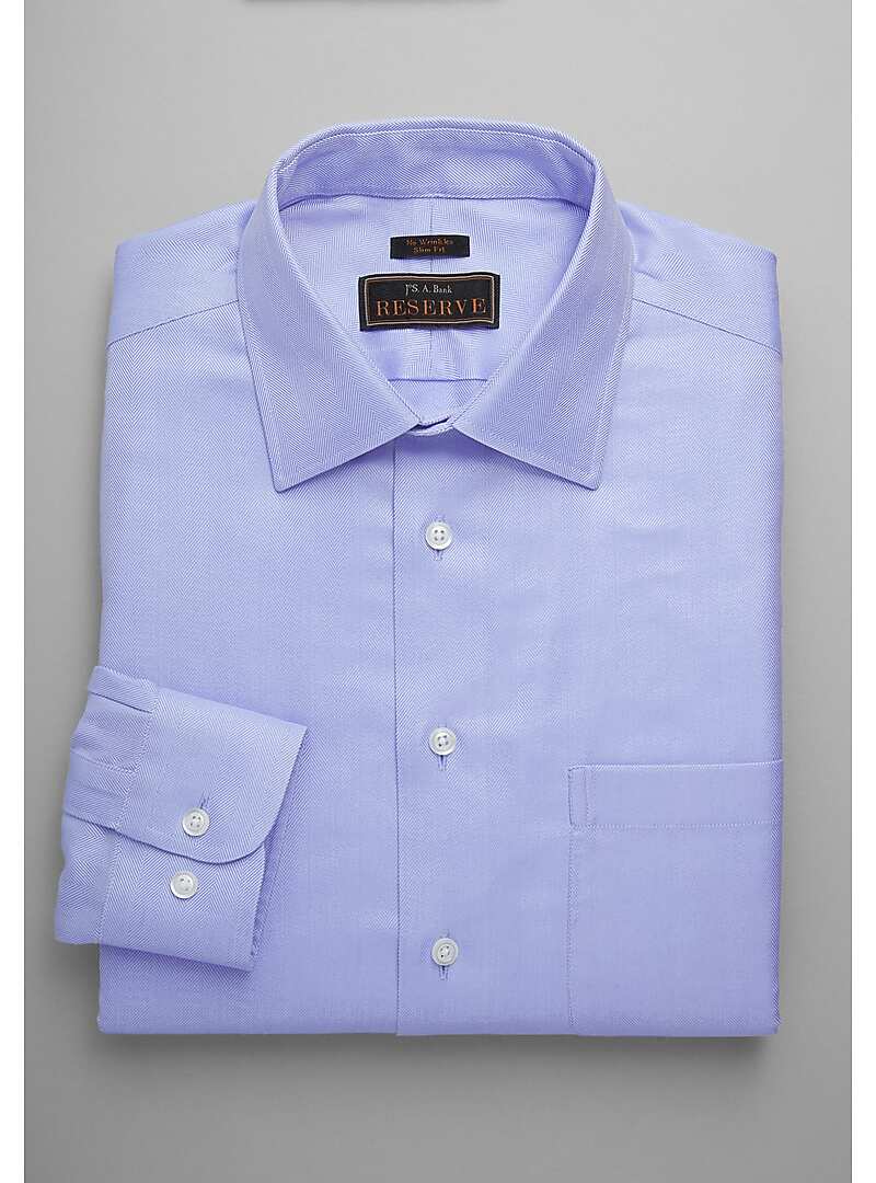 Reserve Collection Slim Fit Spread Collar Herringbone Dress Shirt#57GH