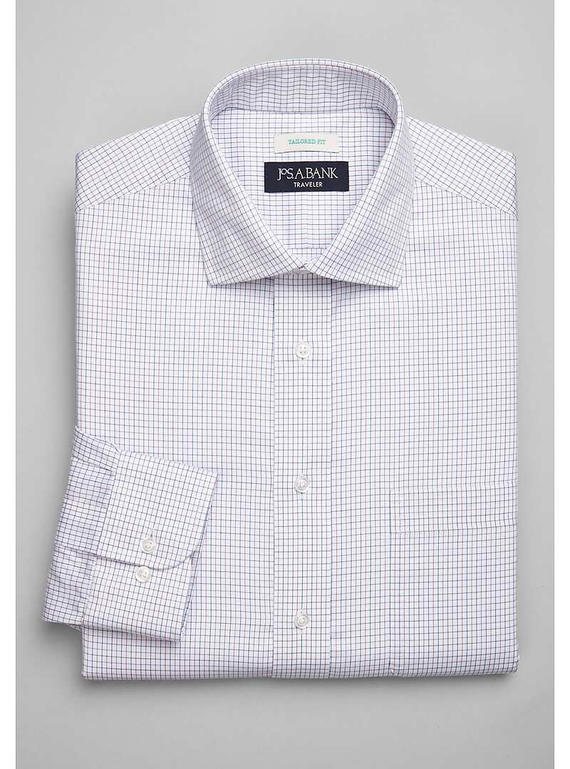Traveler Collection Tailored Fit Spread Collar Plaid Dress Shirt - Big & Tall#5FT0
