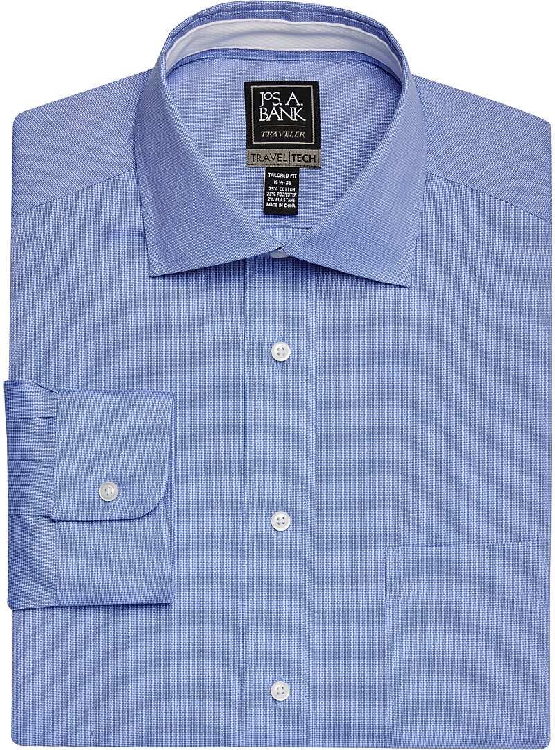Travel Tech Tailored Fit Spread Collar Micro Weave Dress Shirt - Big & Tall#52Y6