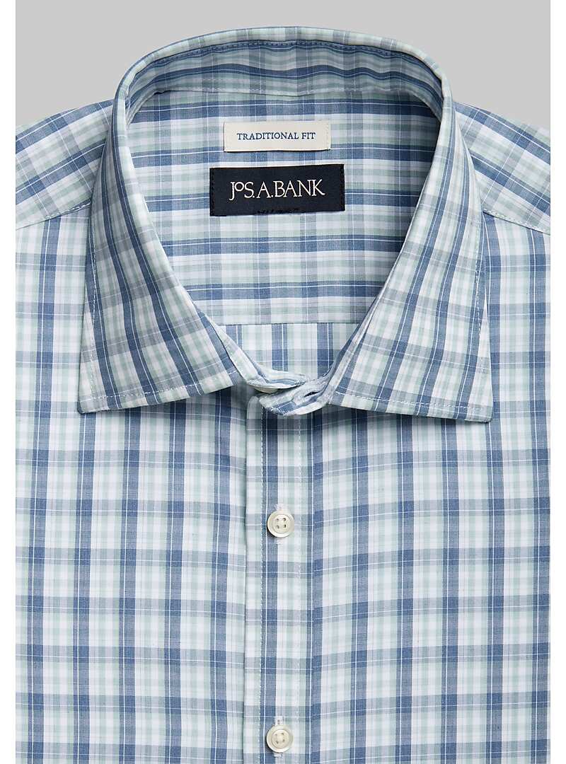 Jos. A. Bank Traditional Fit Spread Collar Plaid Sportshirt - Big & Tall#6MNT