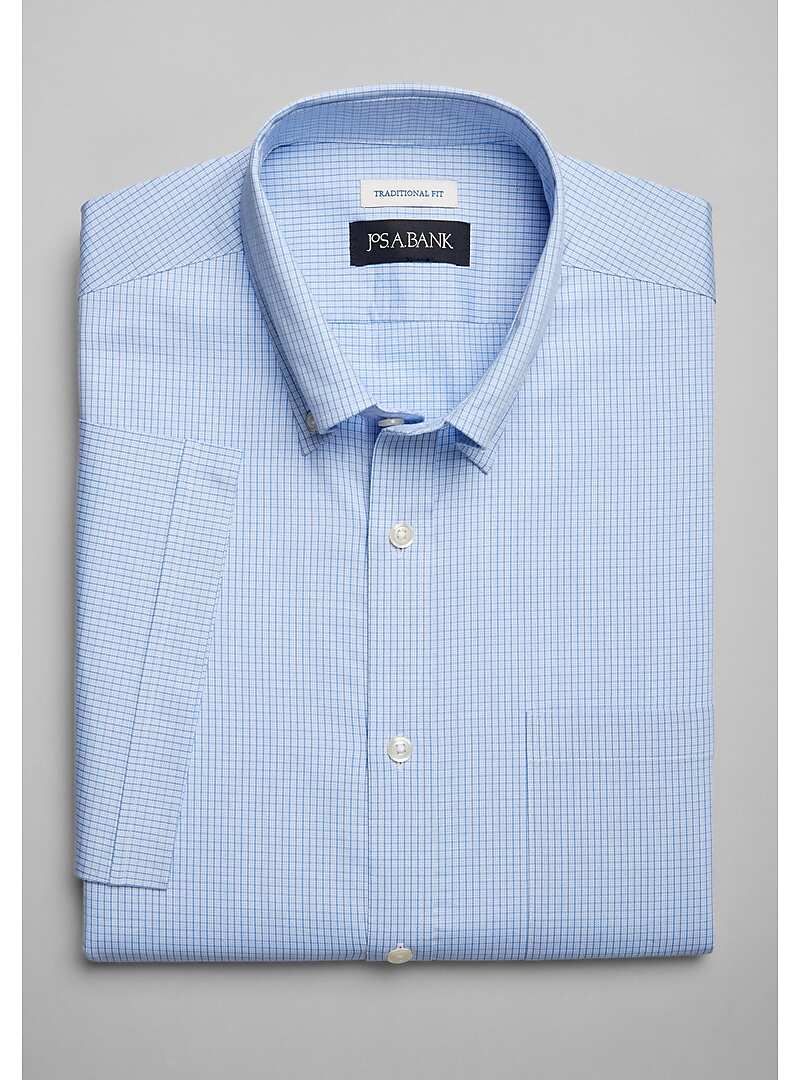 Jos. A. Bank Traditional Fit Micro Check Short Sleeve Sportshirt - Big & Tall#6MMW