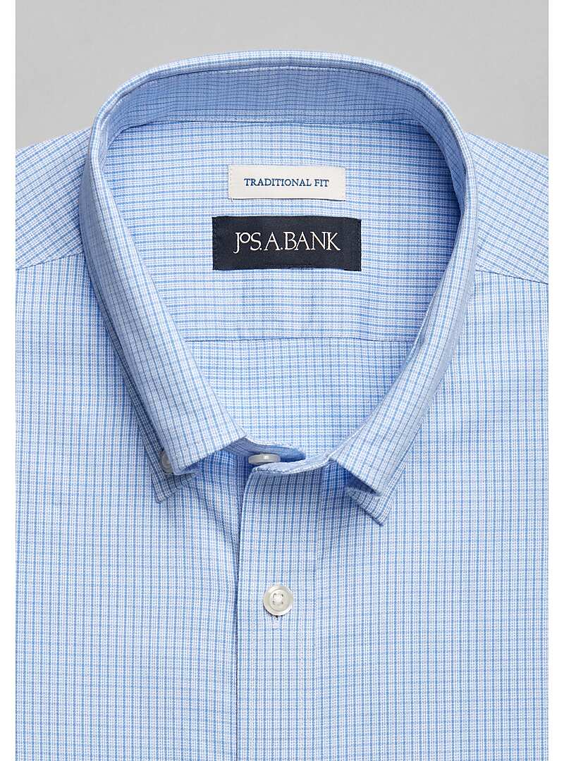 Jos. A. Bank Traditional Fit Micro Check Short Sleeve Sportshirt - Big & Tall#6MMW