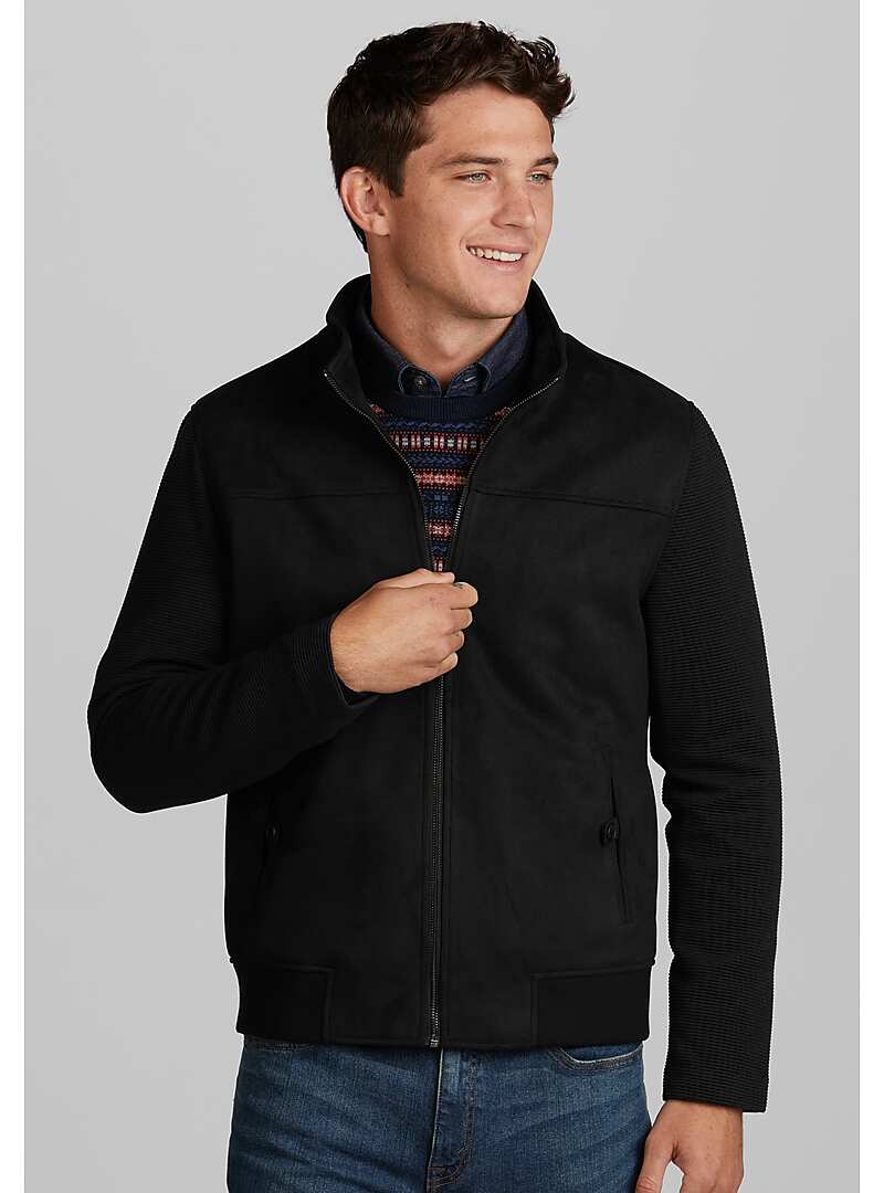 1905 Collection Tailored Fit Faux Suede Bomber Jacket CLEARANCE#71CA