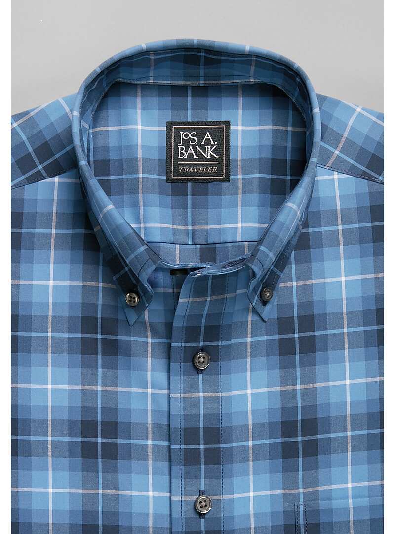 Traveler Collection Tailored Fit Button-Down Collar Plaid Sportshirt - Big & Tall#6LJG