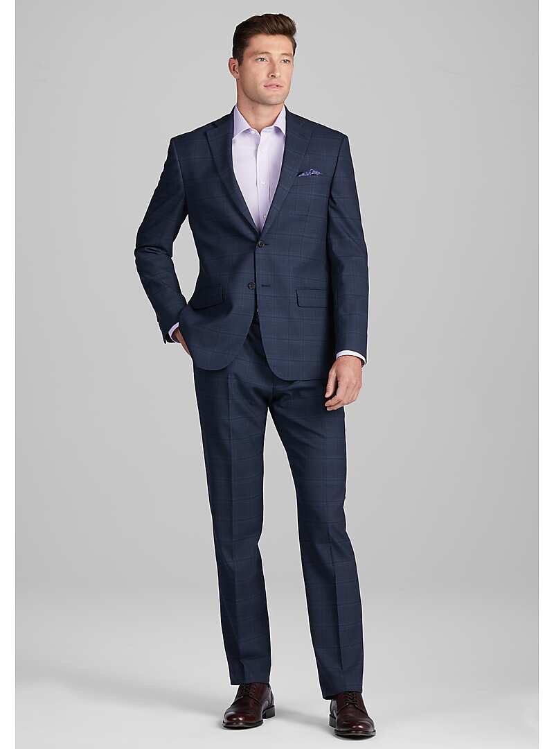 Traveler Collection Tailored Fit Plaid Suit - Big & Tall#3WZ8