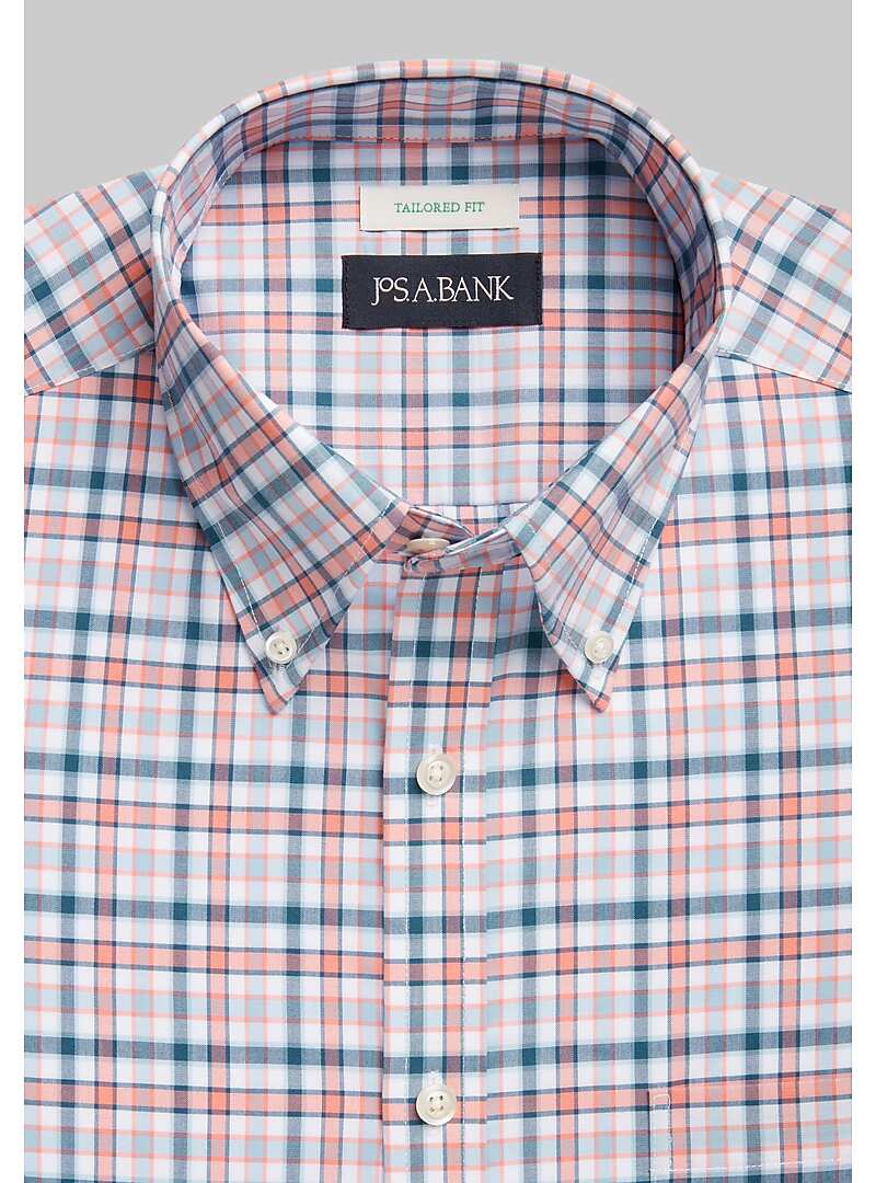 Jos. A. Bank Tailored Fit Button-Down Collar Check Sportshirt - Big & Tall#6MND