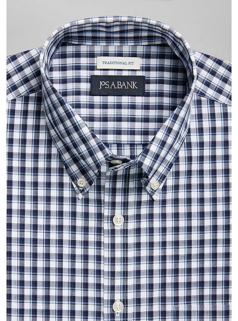 Jos. A. Bank Traditional Fit Button-Down Collar Check Sportshirt - Big & Tall#6MNV