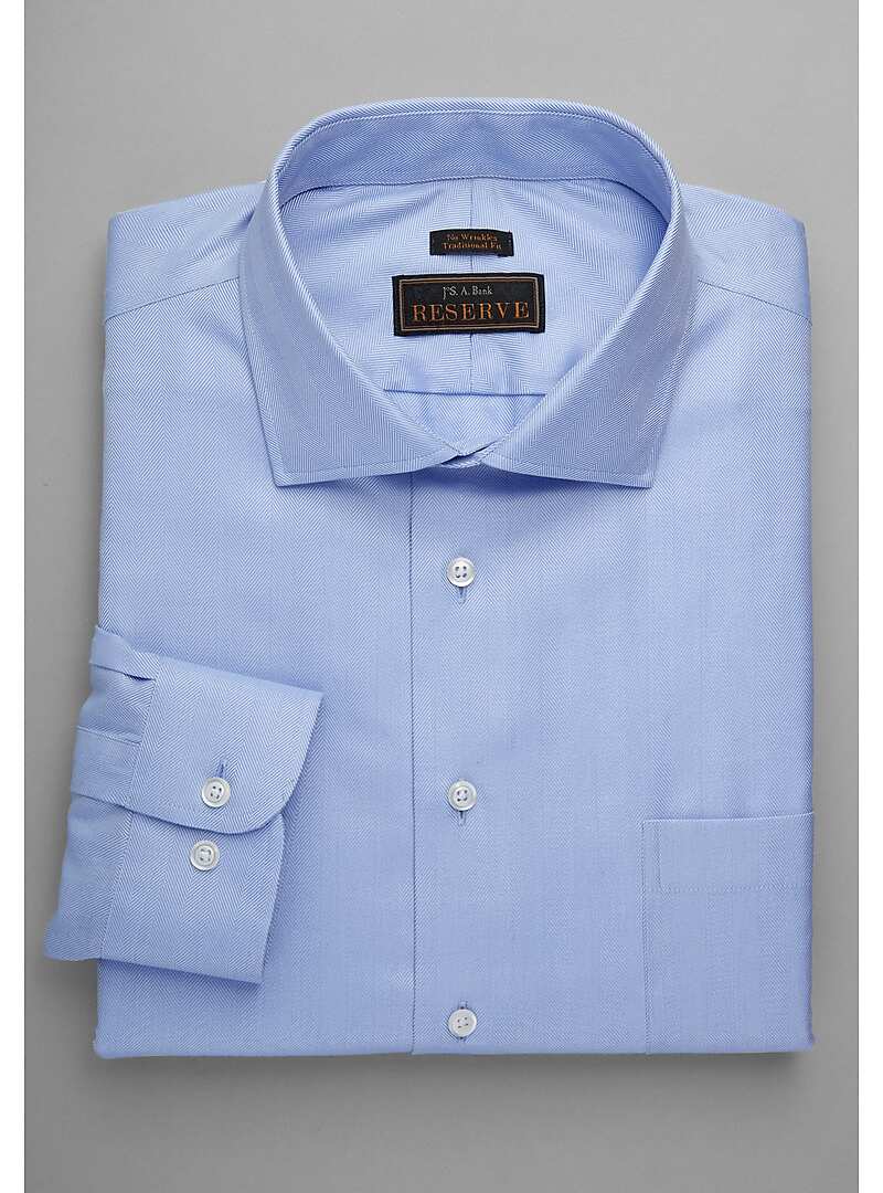 Reserve Collection Traditional Fit Spread Collar Herringbone Pattern Dress Shirt - Big & Tall#51GJ