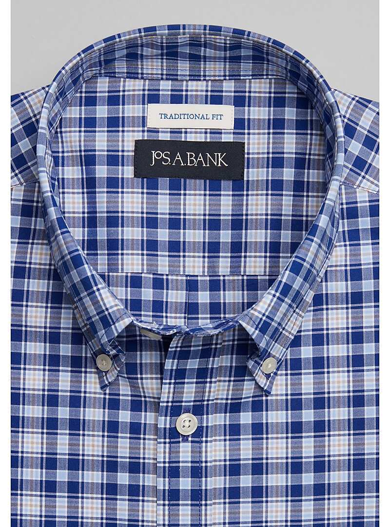 Jos. A. Bank Traditional Fit Button Down Collar Plaid Sportshirt - Big & Tall#6MUA