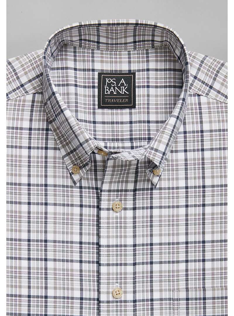 Traveler Collection Traditional Fit Button-Down Collar Plaid Sportshirt - Big & Tall#6LJE