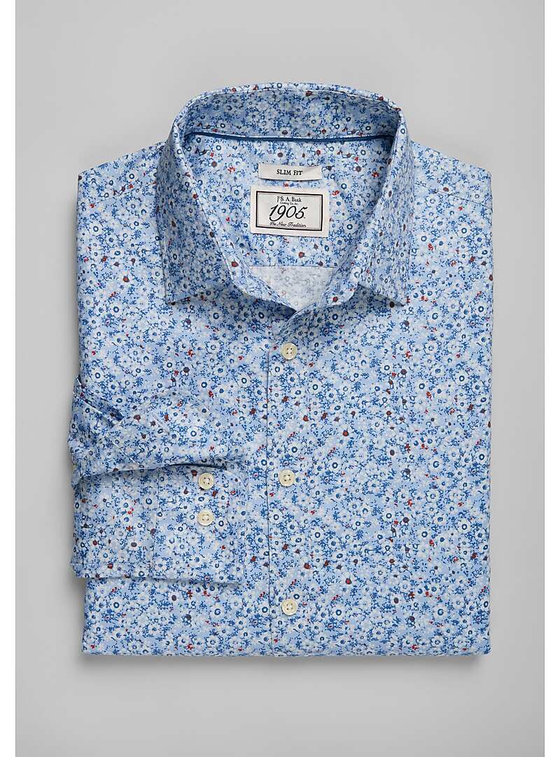 1905 Collection Slim Fit Spread Collar Floral Print Sportshirt - Big & Tall#6LKX
