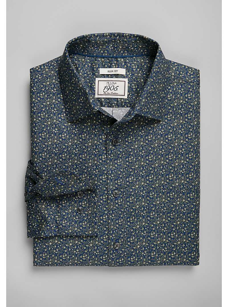 1905 Collection Slim Fit Spread Collar Floral Print Sportshirt - Big & Tall#6LM4