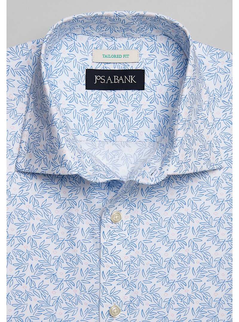 Jos. A. Bank Tailored Fit Spread Collar Leaf Pattern Sportshirt - Big & Tall#6MTT