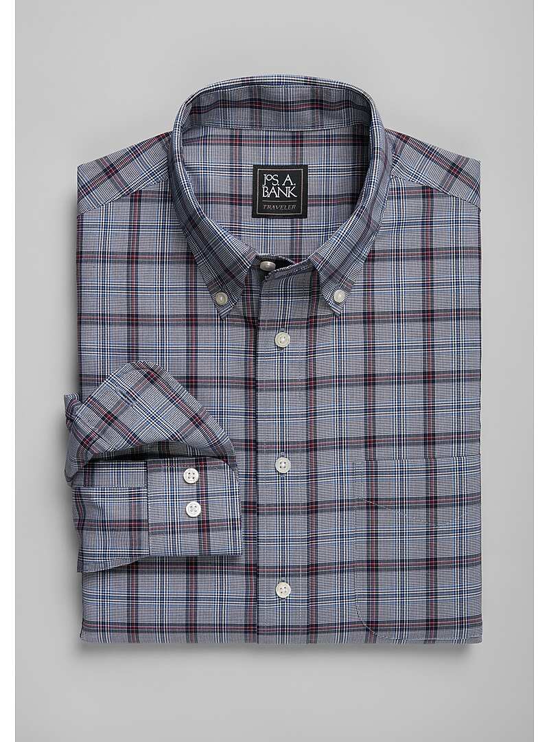 Traveler Collection Slim Fit Button-Down Collar Plaid Sportshirt - Big & Tall#6M8C