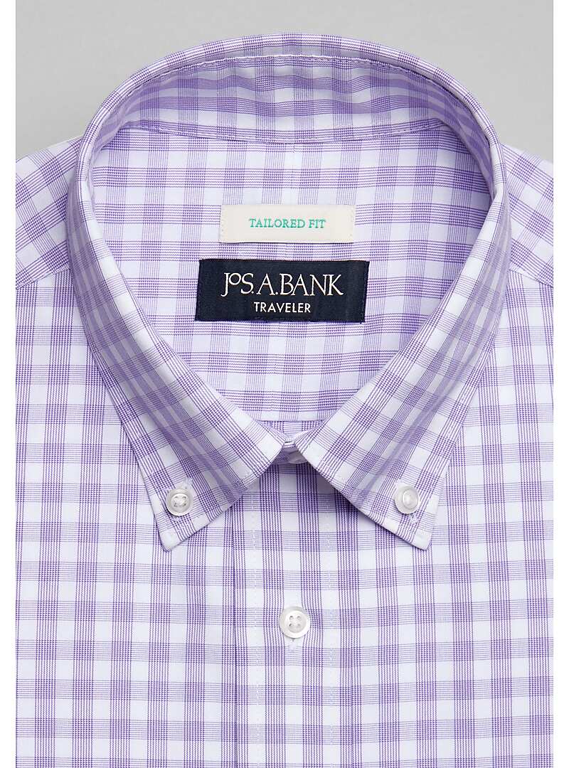 Traveler Collection Tailored Fit Plaid Dress Shirt - Big & Tall#5FV6