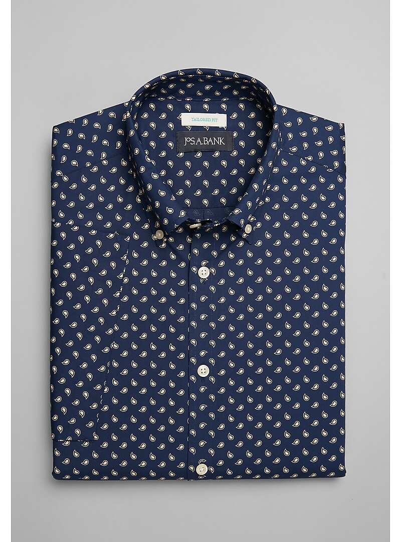 Jos. A. Bank Tailored Fit Button-Down Collar Short Sleeve Sportshirt - Big & Tall#6MRP