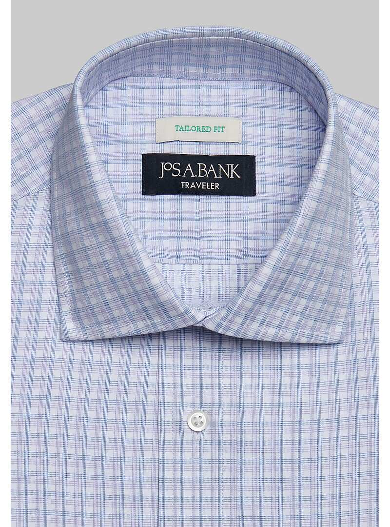 Traveler Collection Tailored Fit Mini Plaid Dress Shirt - Big & Tall#5FVA