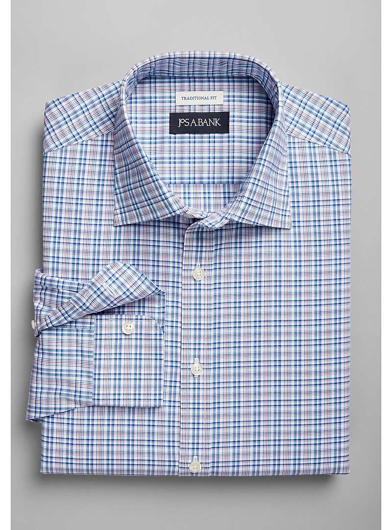 Jos. A. Bank Traditional Fit Uneven Windowpane Check Sportshirt - Big & Tall#6MN2