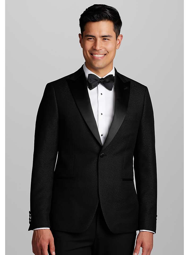 Ike Behar Slim Fit Peak Lapel Jacquard Dinner Jacket - Big & Tall#16TE