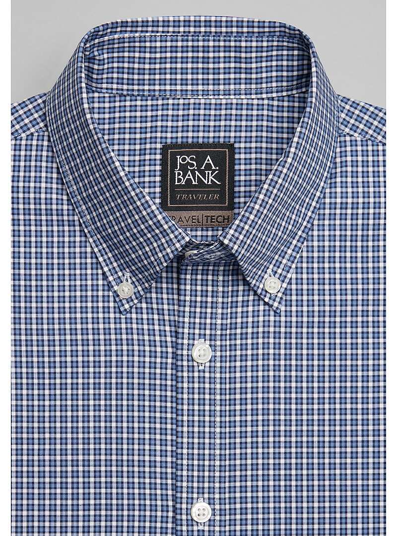 Travel Tech Slim Fit Check Sportshirt - Big & Tall#6M5P