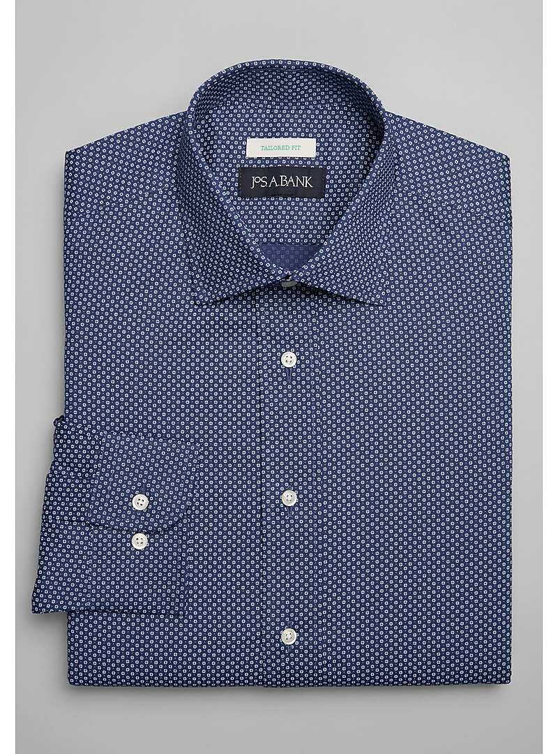 Jos. A. Bank Tailored Fit Micro Geo Pattern Dress Shirt - Big & Tall#5FPV