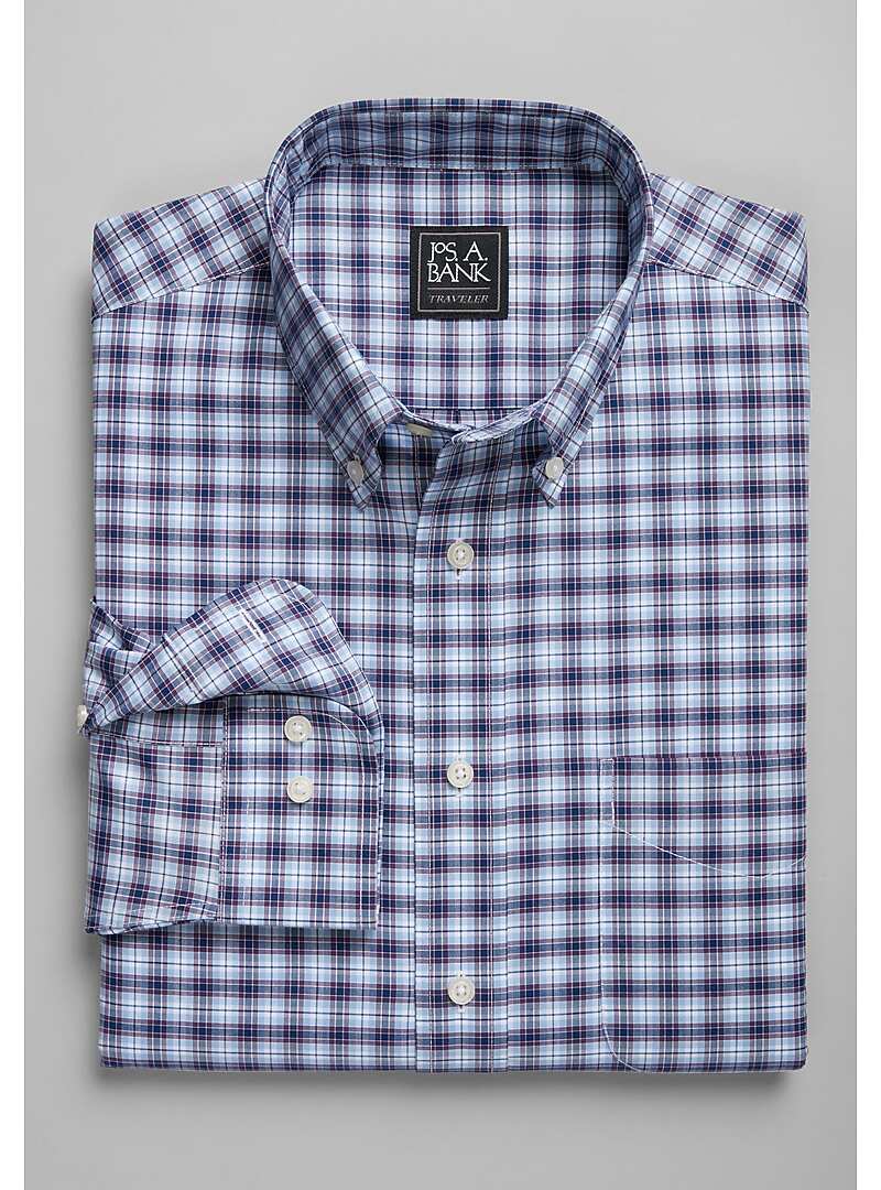 Traveler Collection Traditional Fit Button-Down Collar Plaid Sportshirt - Big & Tall#6M2Z