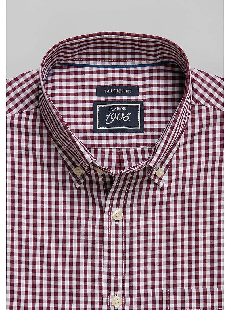 1905 Collection Tailored Fit Button-Down Collar Gingham Sportshirt - Big & Tall#6LWX