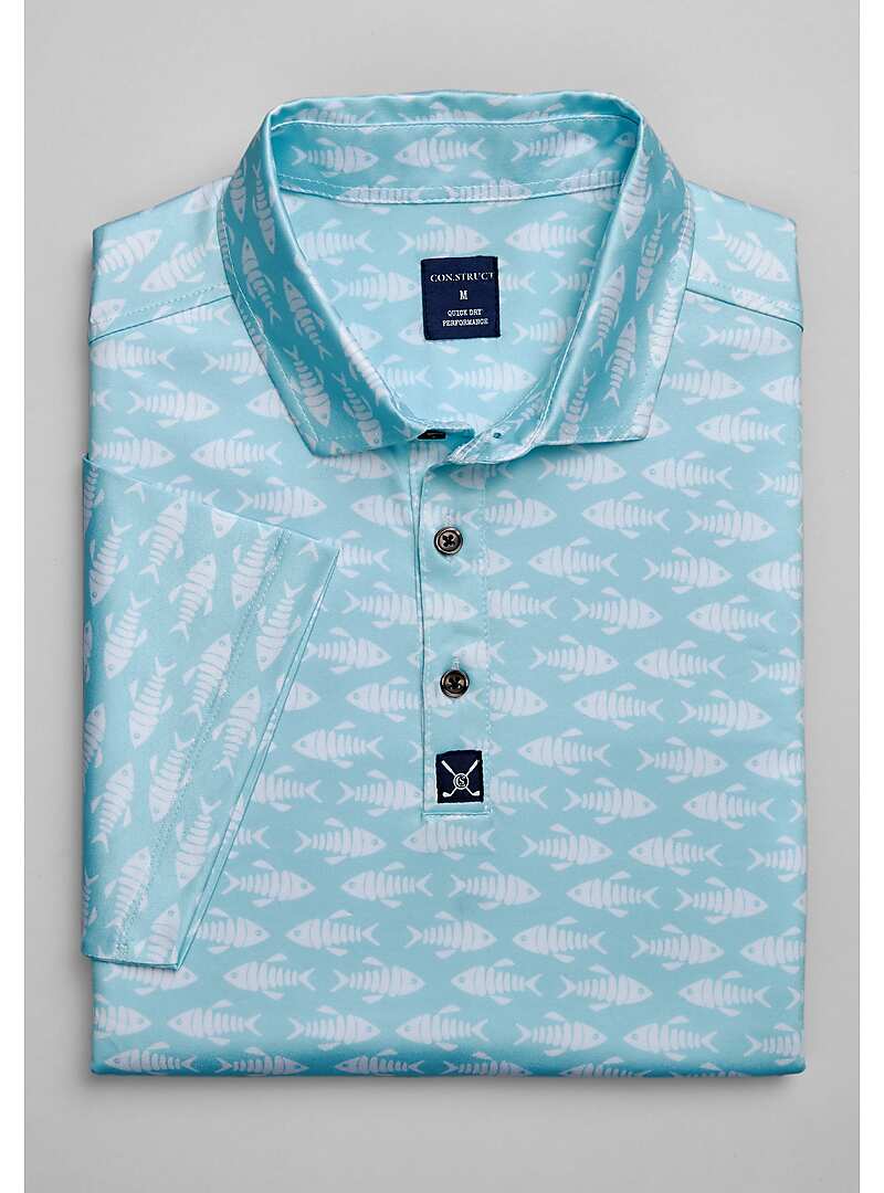 Con.Struct Tailored Fit Fish Print Golf Polo - Big & Tall#6MJG